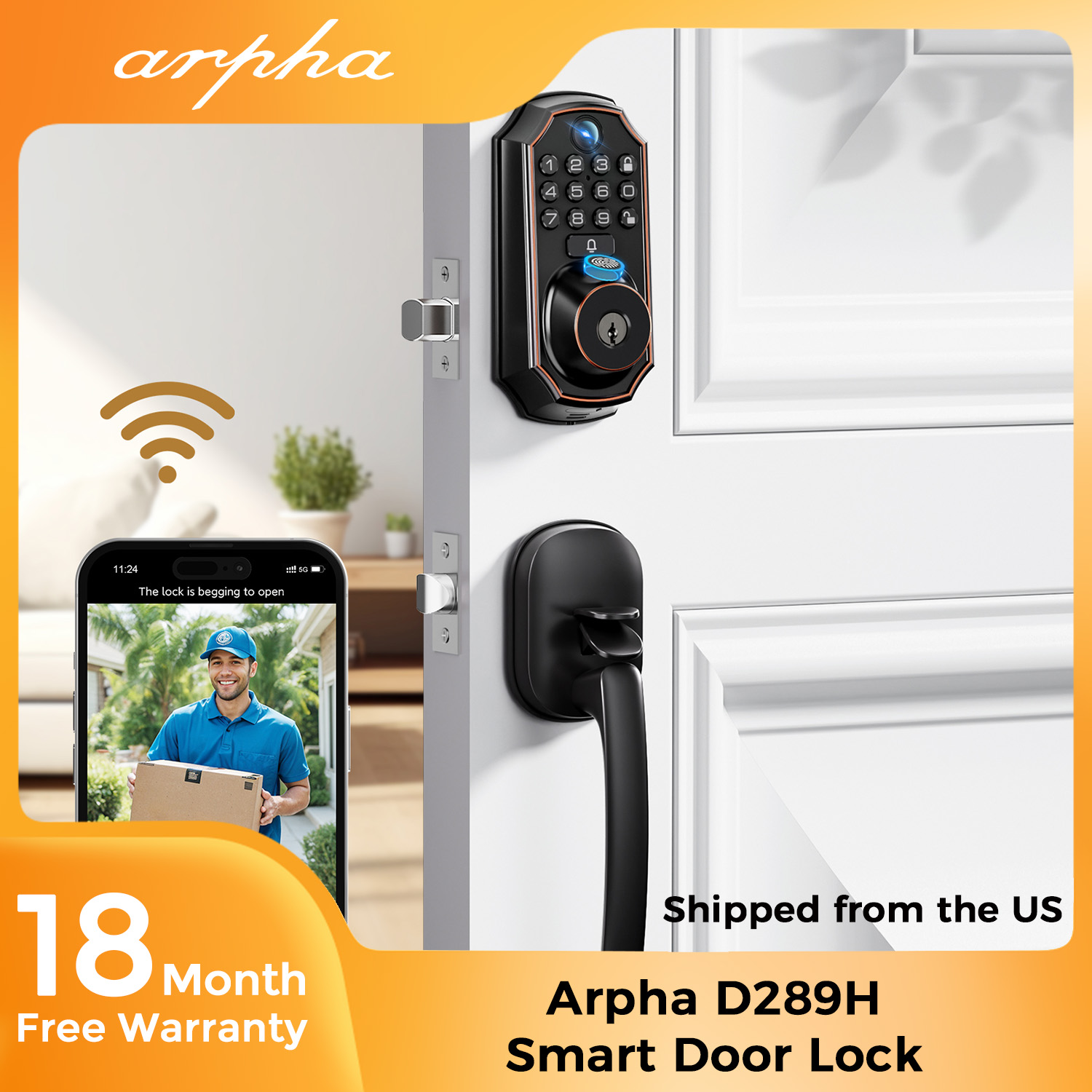 ARPHA D289H Smart Door Lock wi - Home Security Front Door Camera recension och pris